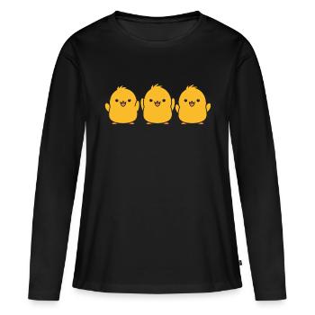 poussin - T-shirt manches longues Premium bio Femme - noir - Devant - Julia (174cm)