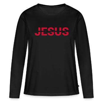 Jesus - T-shirt manches longues Premium bio Femme - noir - Devant - Julia (174cm)