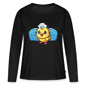 Marin Marin Poussin Marin Maritime - T-shirt manches longues Premium bio Femme - noir - Devant - Julia (174cm)