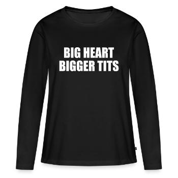 big heart bigger tits - T-shirt manches longues Premium bio Femme - noir - Devant - Julia (174cm)