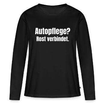 Autopflege? Rost verbindet. - Frauen Premium Bio Langarmshirt - Schwarz - Vorne - Julia (174cm)
