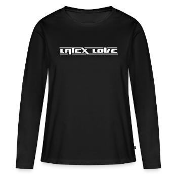 Conception de la police « Latex Love » - T-shirt manches longues Premium bio Femme - noir - Devant - Julia (174cm)