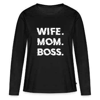 Wife Mom Boss Mothers Day Gift - Shirt - Women's Premium Organic Long Sleeve Shirt - black - Front - Julia (174cm)