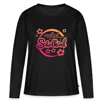 Endlich Schulkind - Frauen Premium Bio Langarmshirt - Schwarz - Vorne - Julia (174cm)