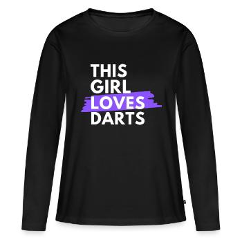 Cette fille aime les fléchettes - T-shirt manches longues Premium bio Femme - noir - Devant - Julia (174cm)