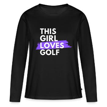 This girl loves golf. - Women's Premium Organic Long Sleeve Shirt - black - Front - Julia (174cm)