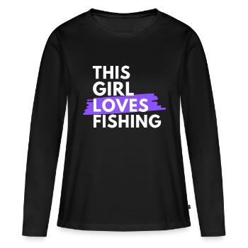 This girl loves fishing. - Women's Premium Organic Long Sleeve Shirt - black - Front - Julia (174cm)