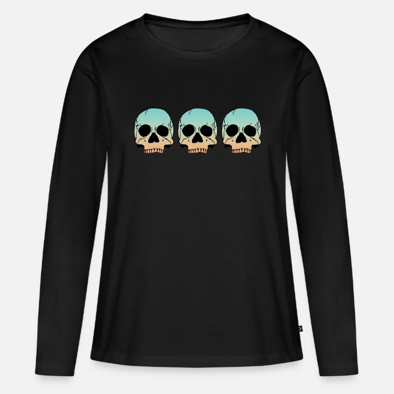 3 Skulls - Frauen Premium Bio Langarmshirt - Schwarz