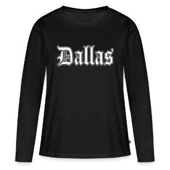 Dallas - Frauen Premium Bio Langarmshirt - Schwarz - Vorne - Julia (174cm)