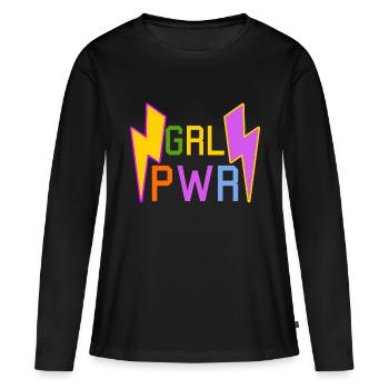 GRL PWR Girl Power Rainbow Colours - Women's Premium Organic Long Sleeve Shirt - black - Front - Julia (174cm)