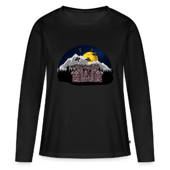 Chauves-souris Carpates, horreur, château, Halloween, effrayant - T-shirt manches longues Premium bio Femme - noir - Devant - Julia (174cm)