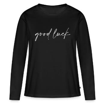 Bonne chance Blanc - T-shirt manches longues Premium bio Femme - noir - Devant - Julia (174cm)