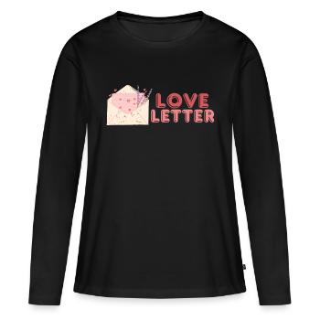 Lettre d’amour - T-shirt manches longues Premium bio Femme - noir - Devant - Julia (174cm)