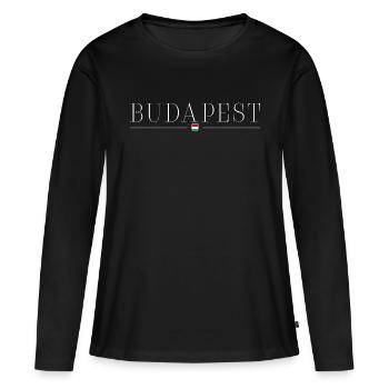 J’adore Budapest - T-shirt manches longues Premium bio Femme - noir - Devant - Julia (174cm)