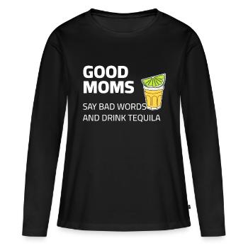 Les bonnes mamans boivent de la tequila et disent des gros mots - T-shirt manches longues Premium bio Femme - noir - Devant - Julia (174cm)