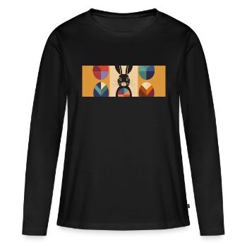 Lapin de Pâques n°06 - T-shirt manches longues Premium bio Femme - noir - Devant - Julia (174cm)