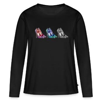 Talons hauts,Paillettes,Rose,Chaussures,Paillettes,Glamour - T-shirt manches longues Premium bio Femme - noir - Devant - Julia (174cm)