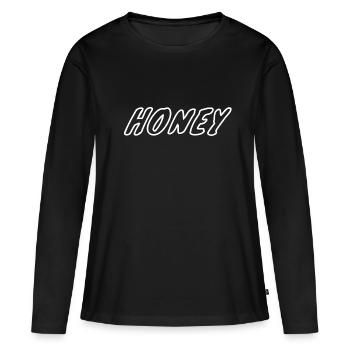 miel - T-shirt manches longues Premium bio Femme - noir - Devant - Julia (174cm)