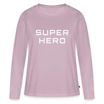 Superhero - Women's Premium Organic Long Sleeve Shirt - dusky pink - Front - Julia (174cm)