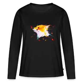Renard roux - T-shirt manches longues Premium bio Femme - noir - Devant - Julia (174cm)