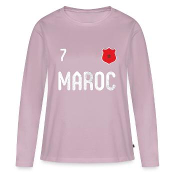 Teeshirt Maroc avec le numéro 7 - T-shirt manches longues Premium bio Femme - rose poudré - Devant - Julia (174cm)