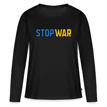 Stop War - T-shirt manches longues Premium bio Femme - noir - Devant - Julia (174cm)