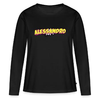 Alessandro Nom personnalisé Style bande dessinée Pop Art, - T-shirt manches longues Premium bio Femme - noir - Devant - Julia (174cm)