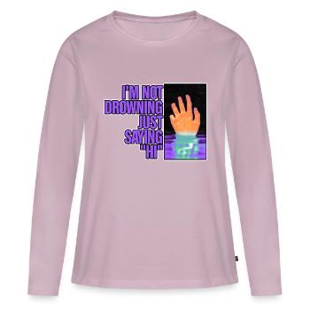 Je ne me noie pas, je dis juste bonjour 2 - T-shirt manches longues Premium bio Femme - rose poudré - Devant - Julia (174cm)