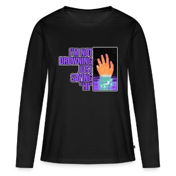 Je ne me noie pas, je dis juste bonjour 2 - T-shirt manches longues Premium bio Femme - noir - Devant - Julia (174cm)