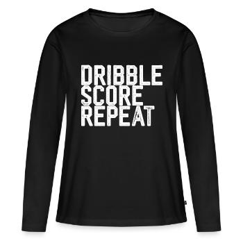 Dribble Score Répétition 3 - T-shirt manches longues Premium bio Femme - noir - Devant - Julia (174cm)
