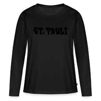 St. Pauli - T-shirt manches longues Premium bio Femme - noir - Devant - Julia (174cm)