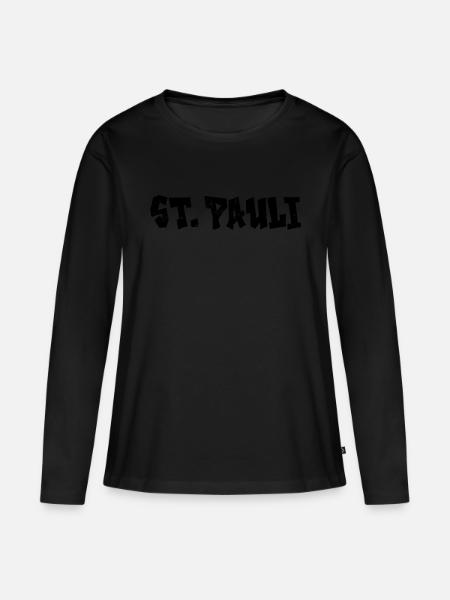St. Pauli - Frauen Premium Bio Langarmshirt - Schwarz