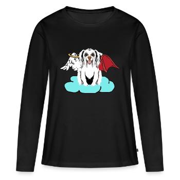 Himmlischer Satan Hund Höllen Hund Teufel Engel - Frauen Premium Bio Langarmshirt - Schwarz - Vorne - Julia (174cm)