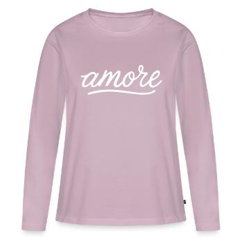 Amore - T-shirt manches longues Premium bio Femme - rose poudré - Devant - Julia (174cm)