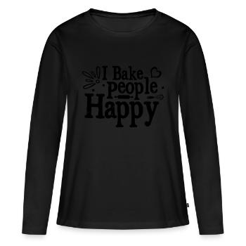 Ich backe Menschen glücklich backen Brot Konditorei Bäcker - Frauen Premium Bio Langarmshirt - Schwarz - Vorne - Julia (174cm)