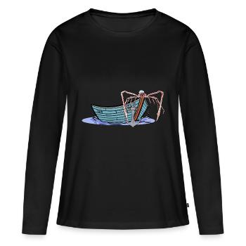 marin marin marin marin Moin ahoy crabe - T-shirt manches longues Premium bio Femme - noir - Devant - Julia (174cm)