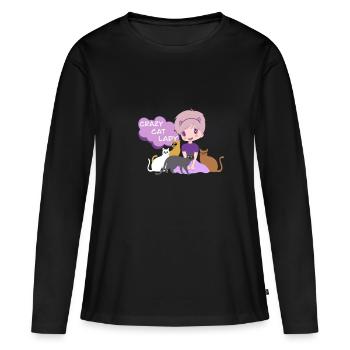 Crazy Cat Lady - Women's Premium Organic Long Sleeve Shirt - black - Front - Julia (174cm)