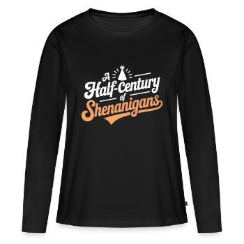 demi-siècle manigances chapeau de fête anniversaire - T-shirt manches longues Premium bio Femme - noir - Devant - Julia (174cm)