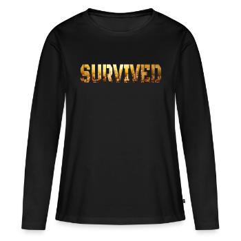 Avez-vous survécu?! - T-shirt manches longues Premium bio Femme - noir - Devant - Julia (174cm)