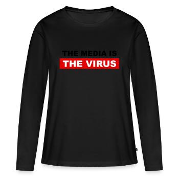 Les médias sont le virus - T-shirt manches longues Premium bio Femme - noir - Devant - Julia (174cm)
