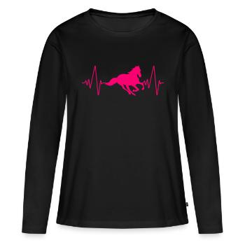Horse Heartbeat Gift Horse Owner - Women's Premium Organic Long Sleeve Shirt - black - Front - Julia (174cm)