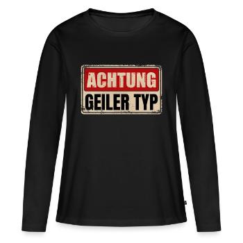 GEILER TYP - Frauen Premium Bio Langarmshirt - Schwarz - Vorne - Julia (174cm)
