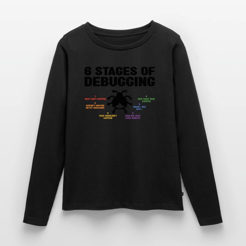 6 Stages Of Debugging Coder Programmer Software De Frauen Premium Bio Langarmshirt