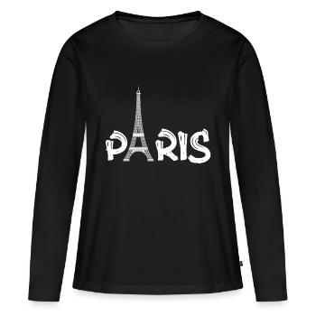 PARIS - Frauen Premium Bio Langarmshirt - Schwarz - Vorne - Julia (174cm)