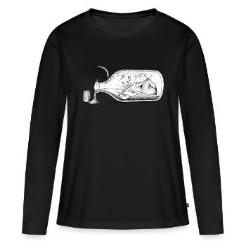 Planeurs dans une bouteille - T-shirt manches longues Premium bio Femme - noir - Devant - Julia (174cm)