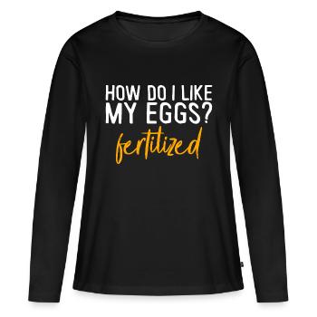 Comment est-ce que j’aime mes ovules, fécondés 2 - T-shirt manches longues Premium bio Femme - noir - Devant - Julia (174cm)