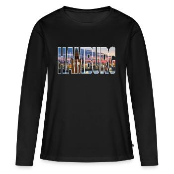 Hambourg - T-shirt manches longues Premium bio Femme - noir - Devant - Julia (174cm)