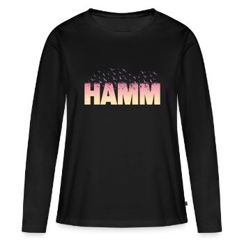 Hamm Germany City Font Birds Skyline - Women's Premium Organic Long Sleeve Shirt - black - Front - Julia (174cm)