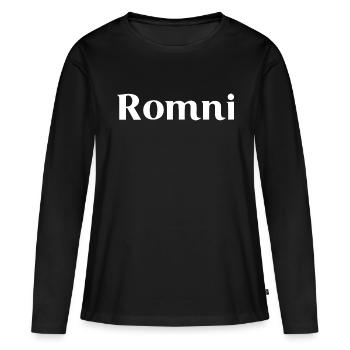 Romni - Écriture blanche - T-shirt manches longues Premium bio Femme - noir - Devant - Julia (174cm)