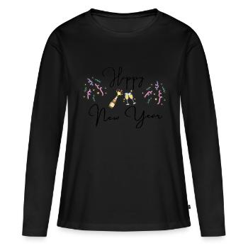 HAPPY NEW YEAR - T-shirt manches longues Premium bio Femme - noir - Devant - Julia (174cm)
